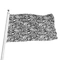 Black And White Graffiti Pattern Print Flag