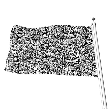 Black And White Graffiti Pattern Print Flag