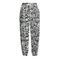 Black And White Graffiti Pattern Print Fleece Lined Knit Pants