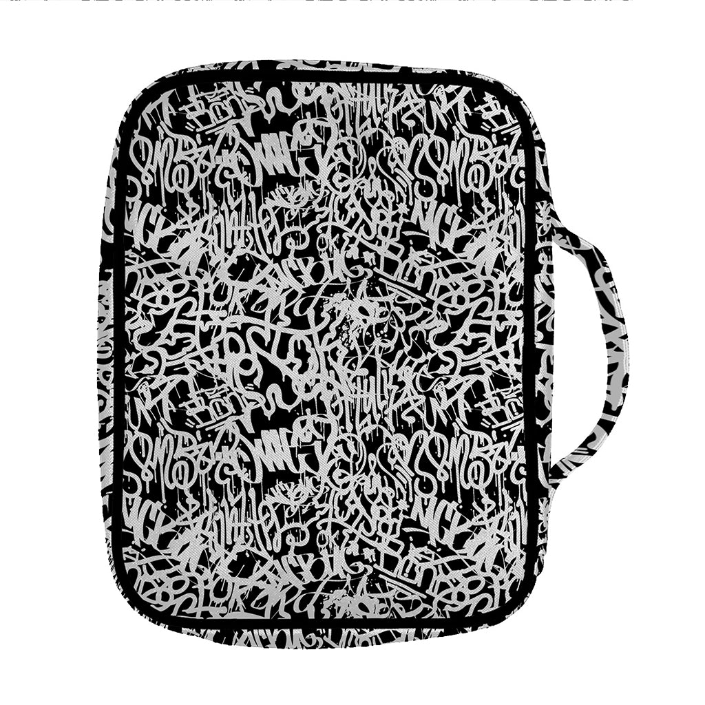 Black And White Graffiti Pattern Print Front Pocket Bible Bag