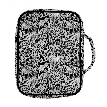 Black And White Graffiti Pattern Print Front Pocket Bible Bag