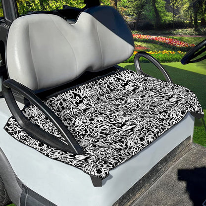 Black And White Graffiti Pattern Print Golf Cart Seat Cover
