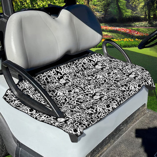 Black And White Graffiti Pattern Print Golf Cart Seat Cover