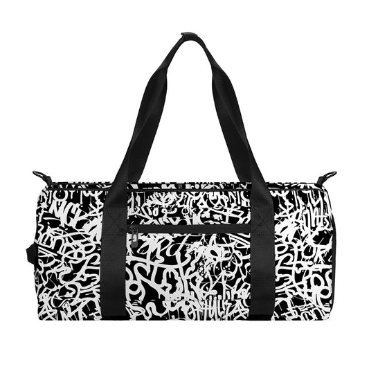 Black And White Graffiti Pattern Print Gym Bag