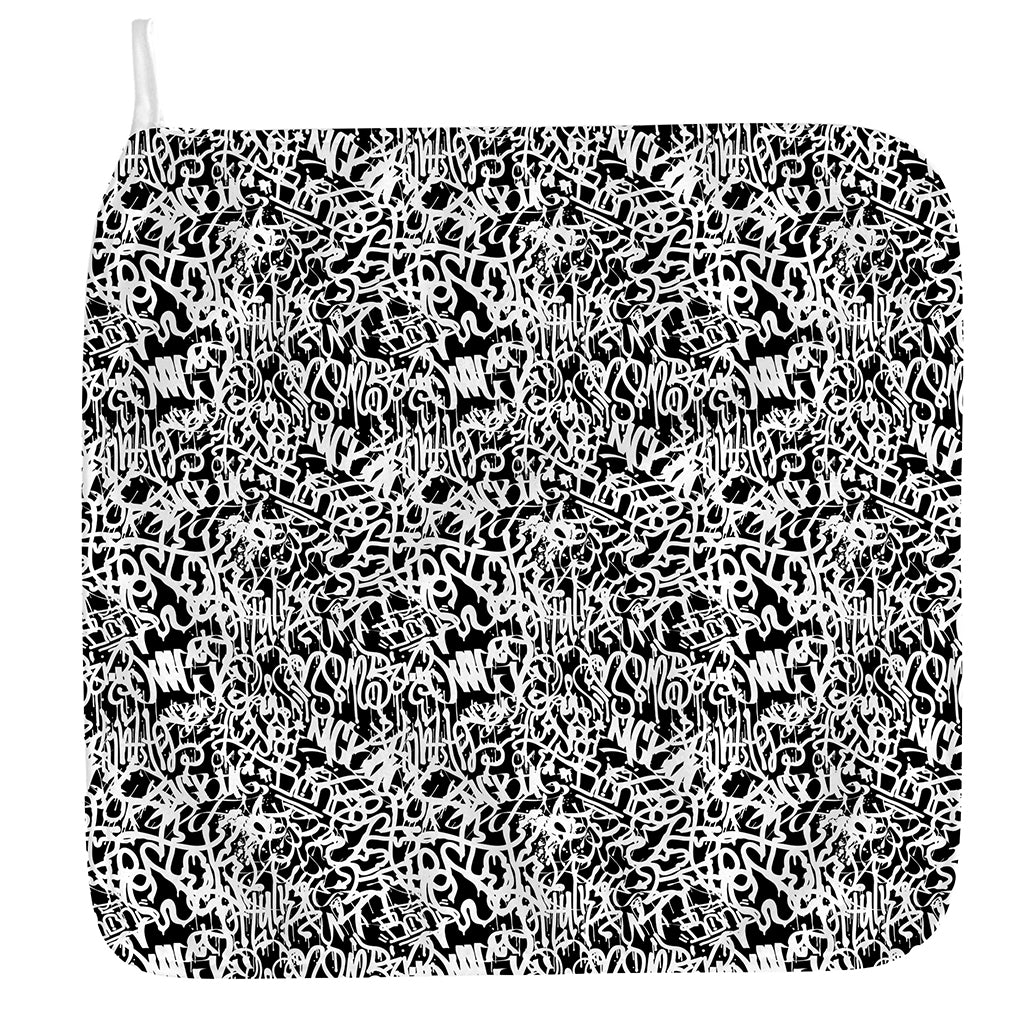 Black And White Graffiti Pattern Print Hand Towel