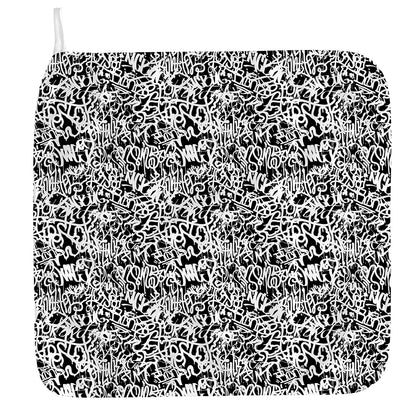 Black And White Graffiti Pattern Print Hand Towel