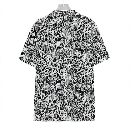 Black And White Graffiti Pattern Print Hawaiian Shirt