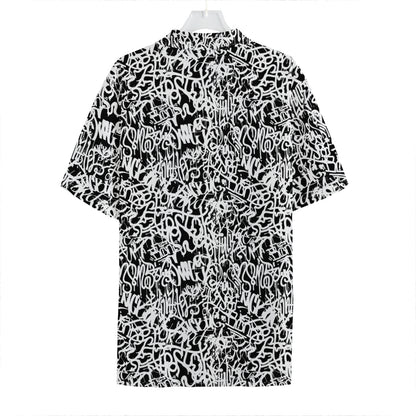 Black And White Graffiti Pattern Print Hawaiian Shirt