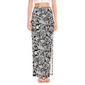 Black And White Graffiti Pattern Print High Slit Maxi Skirt