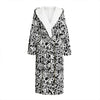 Black And White Graffiti Pattern Print Hooded Bathrobe