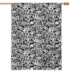 Black And White Graffiti Pattern Print House Flag