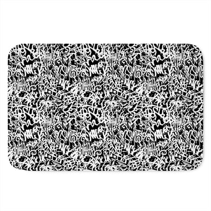 Black And White Graffiti Pattern Print Indoor Door Mat