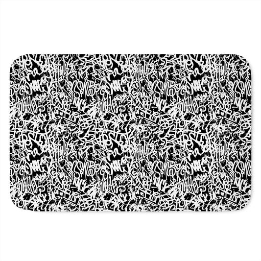 Black And White Graffiti Pattern Print Indoor Door Mat