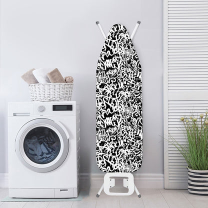 Black And White Graffiti Pattern Print Ironing Board Cover