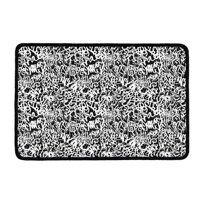 Black And White Graffiti Pattern Print Kitchen Mat