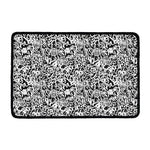 Black And White Graffiti Pattern Print Kitchen Mat