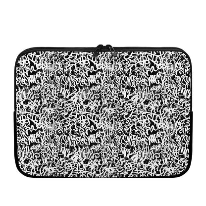 Black And White Graffiti Pattern Print Laptop Sleeve