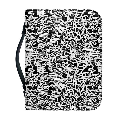 Black And White Graffiti Pattern Print Leather Bible Cover