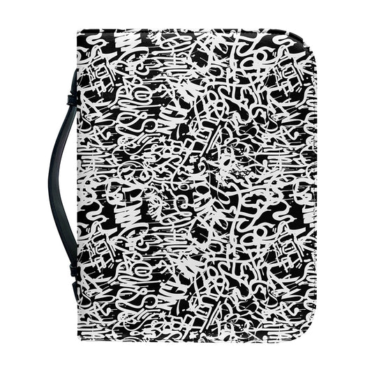 Black And White Graffiti Pattern Print Leather Bible Cover
