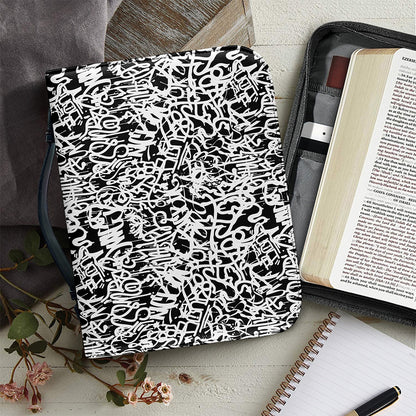 Black And White Graffiti Pattern Print Leather Bible Cover
