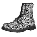 Black And White Graffiti Pattern Print Lace-Up Boots