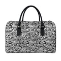 Black And White Graffiti Pattern Print Leather Duffel Bag