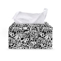 Black And White Graffiti Pattern Print Leather Tissue Box Cover