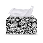 Black And White Graffiti Pattern Print Leather Tissue Box Cover