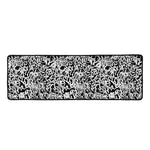 Black And White Graffiti Pattern Print Long Kitchen Mat