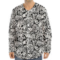 Black And White Graffiti Pattern Print Long Sleeve Baseball Jersey