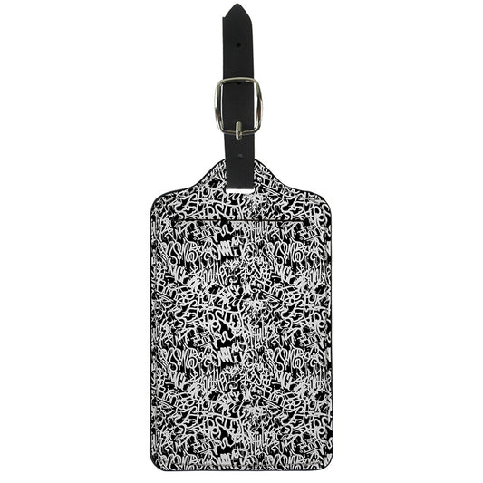 Black And White Graffiti Pattern Print Luggage Tag