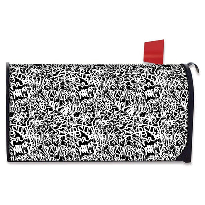 Black And White Graffiti Pattern Print Mailbox Cover