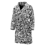 Black And White Graffiti Pattern Print Men's Bathrobe