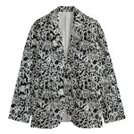 Black And White Graffiti Pattern Print Men's Blazer