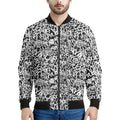 Black And White Graffiti Pattern Print Men's Bomber Jacket