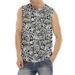 Black And White Graffiti Pattern Print Men's Fitness Tank Top