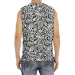 Black And White Graffiti Pattern Print Men's Fitness Tank Top