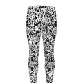 Black And White Graffiti Pattern Print Men's Leggings