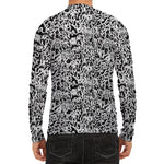 Black And White Graffiti Pattern Print Men's Long Sleeve Rash Guard