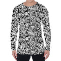 Black And White Graffiti Pattern Print Men's Long Sleeve T-Shirt