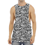 Black And White Graffiti Pattern Print Men's Muscle Tank Top
