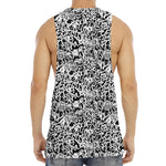 Black And White Graffiti Pattern Print Men's Muscle Tank Top