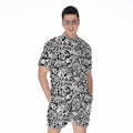 Black And White Graffiti Pattern Print Men's Romper