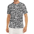 Black And White Graffiti Pattern Print Men's Short Sleeve Rash Guard