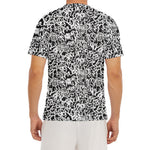 Black And White Graffiti Pattern Print Men's Short Sleeve Rash Guard