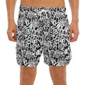 Black And White Graffiti Pattern Print Men's Split Running Shorts
