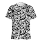 Black And White Graffiti Pattern Print Men's Sports T-Shirt