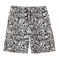 Black And White Graffiti Pattern Print Men's Swim Trunks