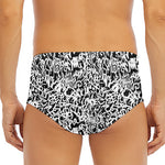 Black And White Graffiti Pattern Print Men's Triangle Swim Briefs