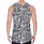 Black And White Graffiti Pattern Print Men's Velvet Tank Top